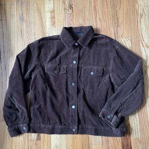 Uniqlo U Button Up Brown Corduroy Trucker Jacket Sz Womens Large